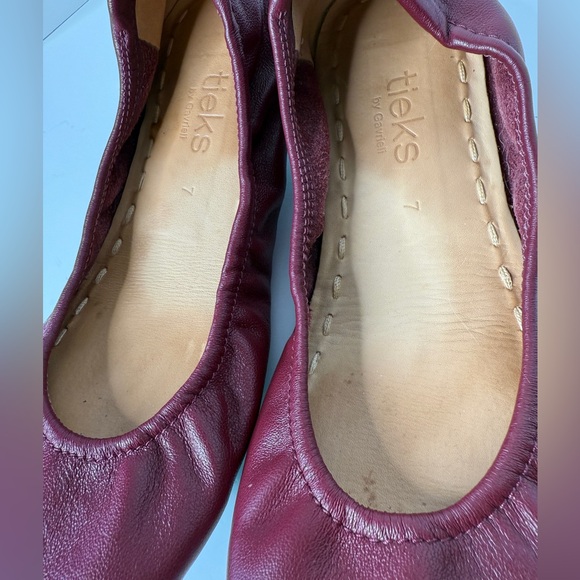 Tieks Gavrieli Size 7 Leather Ballet Flats Slip On Shoes Burgundy Wine Red - Picture 5 of 10